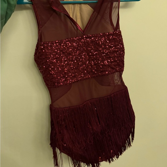 Balera Burgundy Sequin Bodysuit Performance Leotard - Picture 3 of 4